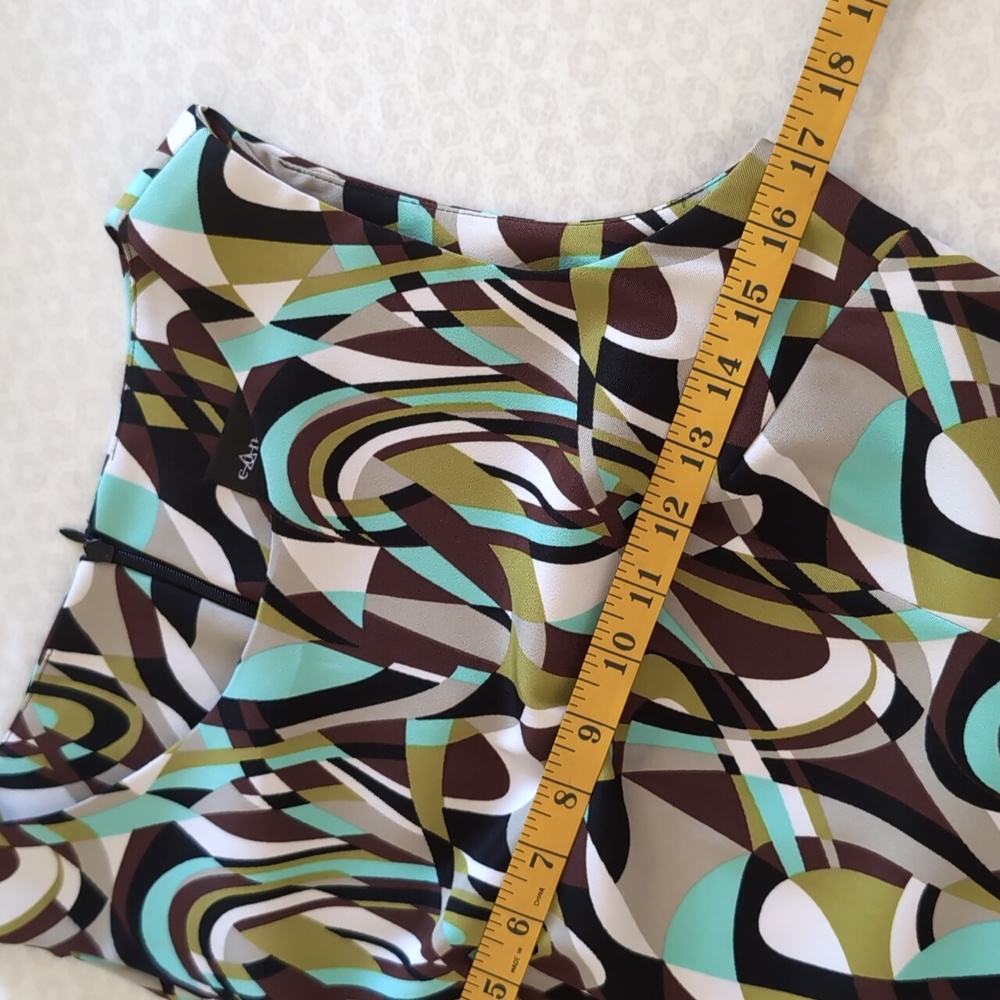 Connected Petite Sheath Dress Sz6P Geometric Sleeveless Zip-up EUC Poly/Spandex - Picture 9 of 12